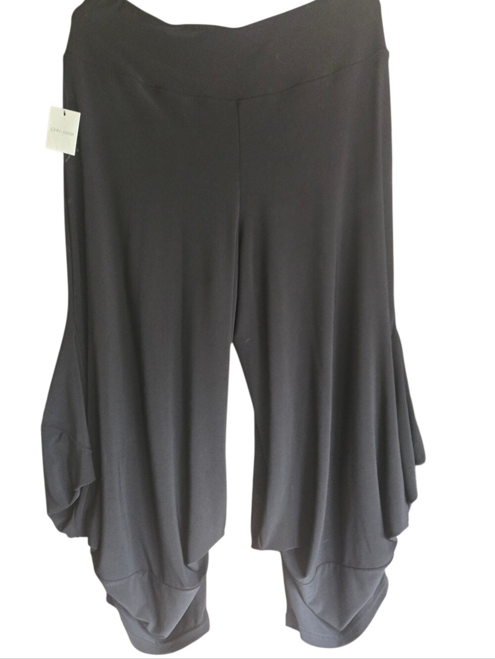 John Mark Black Wide-Leg Draped Palazzo Pants